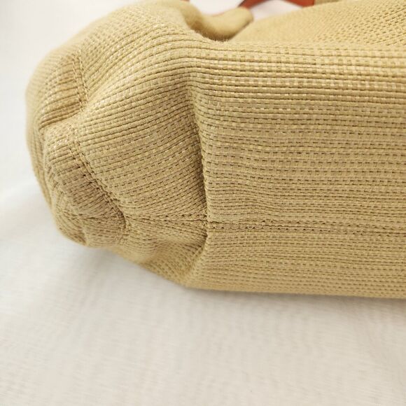 MICHAEL KORS Handbag Women Natural Burlap Canvas & Leather Strap Gold Chain Link - Picture 15 of 15